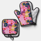 Lentbloemen Ovenwant & Pannenlap Set (Voorkant / Achterkant)