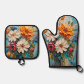 Lentbloemen Ovenwant & Pannenlap Set (Voorkant)