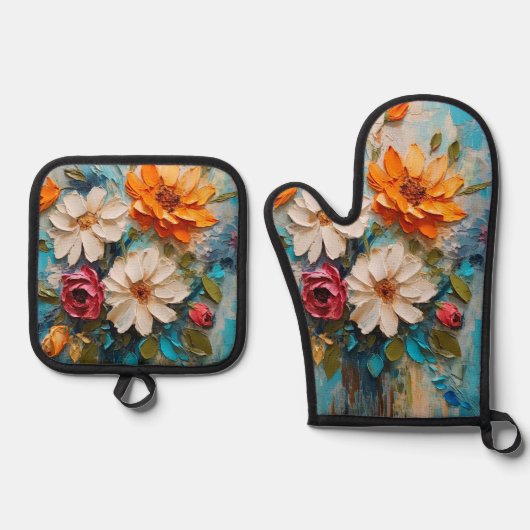 Lentbloemen Ovenwant & Pannenlap Set (Voorkant)