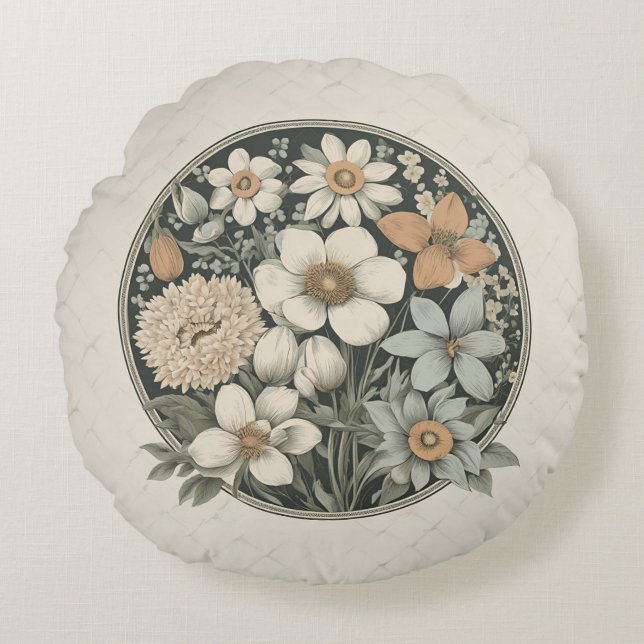 Lentbloemen Rond Kussen (Voorkant)