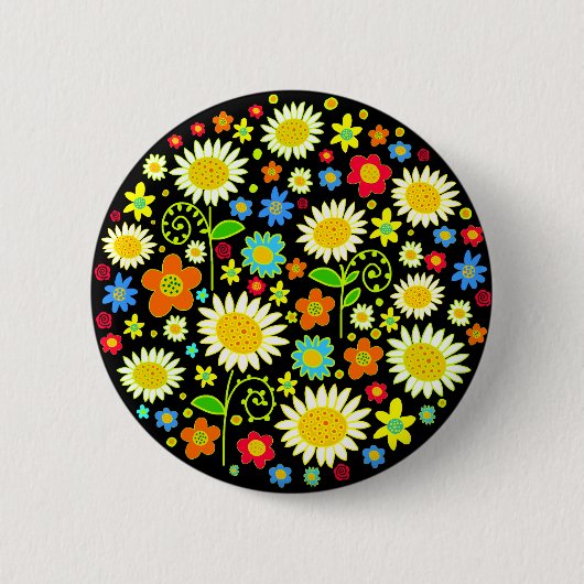 Lentbloemen Ronde Button 5,7 Cm (Voorkant)