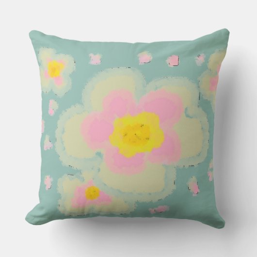 Lentbloemen (roze/groen) kussen (Voorkant)