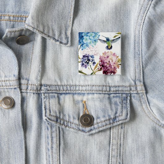 Lentbloemen Vierkante Button 5,1 Cm (In situ)