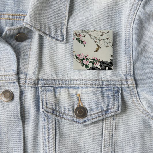 Lentbloemen Vierkante Button 5,1 Cm (In situ)