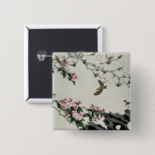 Lentbloemen Vierkante Button 5,1 Cm (Voorkant /achterkant)