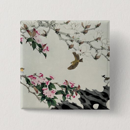 Lentbloemen Vierkante Button 5,1 Cm (Voorkant)