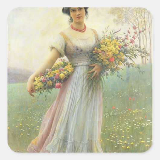 Lentbloemen Vierkante Sticker (Voorkant)