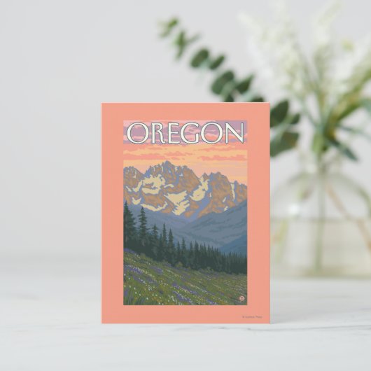 Lentbloemen — Vintage Travel Poster Briefkaart (Staand voorkant)