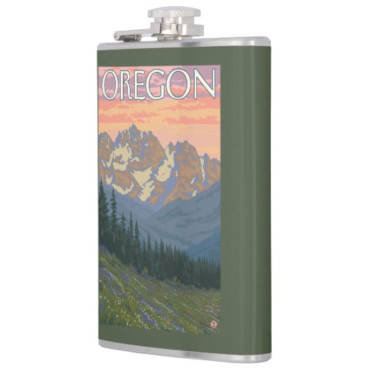 Lentbloemen — Vintage Travel Poster Heupfles (Links)