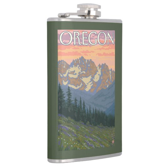 Lentbloemen — Vintage Travel Poster Heupfles (Rechts)