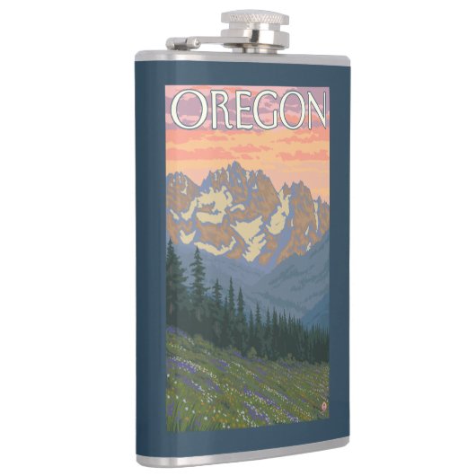 Lentbloemen — Vintage Travel Poster Heupfles (Rechts)