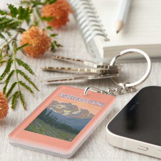 Lentbloemen — Vintage Travel Poster Sleutelhanger (Voorkant Rechts)