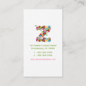 Lentbloemen "Z" Monogram Profielkaart Visitekaartje (Achterkant)