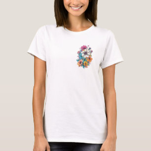 Lente 23 bloemen, lijntekening, minimalistisch, ca t-shirt