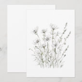 Lente 50 bloemen, lijntekening, minimalistisch, ca kaart (Voorkant / Achterkant)