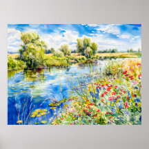 Lente aan de Havel Havelland Aquarel Stijl