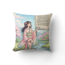 Lente Aankomst Anime Meisje in Kimono met Poëzie