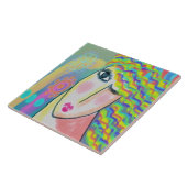 Lente Abstract Digitaal Schilderen van een Vrouw Tegeltje (Zijkant)