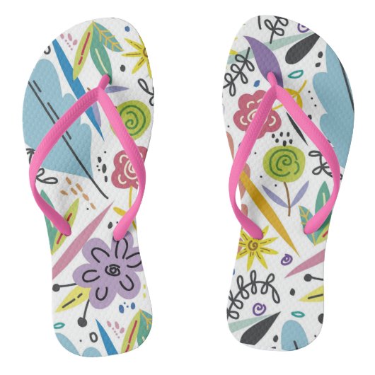 Lente-achtergrond van Multicolor Flowers Teenslippers (Voetbed)