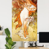 Lente Alfons Mucha Art Nouveau Poster (Thuiskantoor)