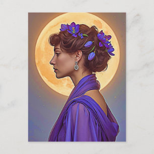 Lente Allegorie - vrouw met paarse bloemen Briefkaart