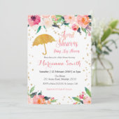 Lente april douche brengen mei bloemen uitnodiging (Staand voorkant)