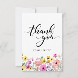 Lente Aquarel Bloem Plat Dank Je Bedankkaart