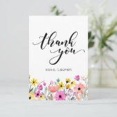 Lente Aquarel Bloem Plat Dank Je Bedankkaart (Staand voorkant)