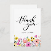 Lente Aquarel Bloem Plat Dank Je Bedankkaart (Voorkant / Achterkant)