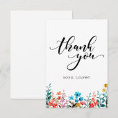 Lente Aquarel Bloem Plat Dank Je Wel Bedankkaart (Voorkant / Achterkant)