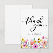 Lente Aquarel Bloem Plat Dank Je Wel Bedankkaart (Voorkant / Achterkant)