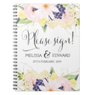Lente Aquarel Bloemachtig Trouwgastenboek Notitieboek