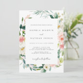 Lente Aquarel Bloemen Bruiloft Uitnodiging (Staand voorkant)