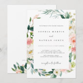 Lente Aquarel Bloemen Bruiloft Uitnodiging (Voorkant / Achterkant)