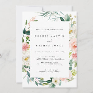 Lente Aquarel Bloemen Bruiloft Uitnodiging