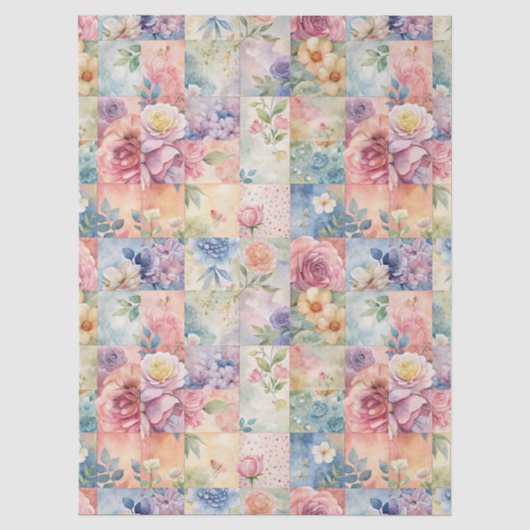Lente Aquarel Bloemstuk Patchwork Decoupage Papier (Voorkant)