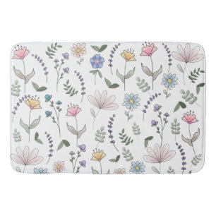 Lente Aquarel Doodle Bloemen Badmat