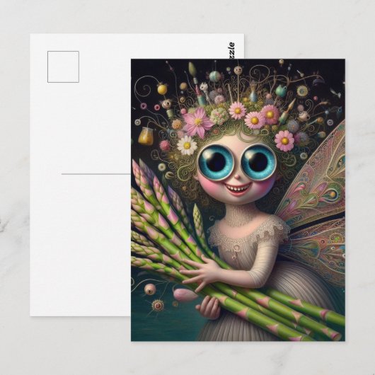 Lente Asperge Fairy Briefkaart (Voorkant / Achterkant)