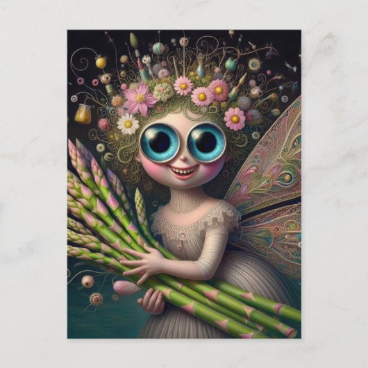 Lente Asperge Fairy Briefkaart (Voorkant)
