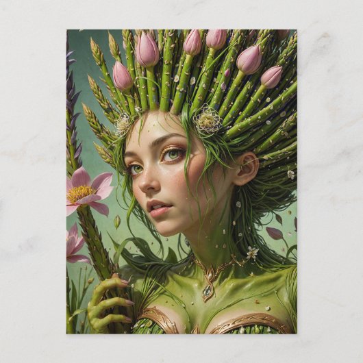Lente Asperge Fairy Briefkaart (Voorkant)