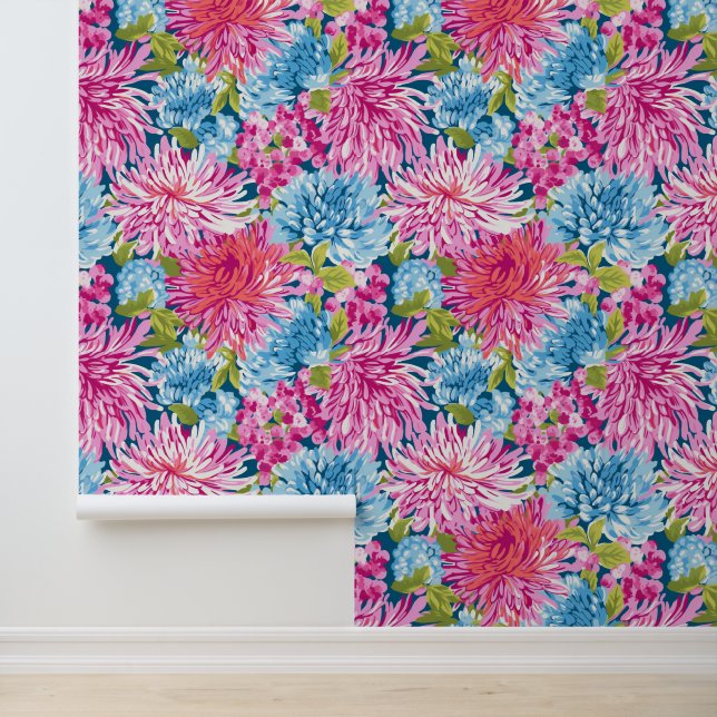 Lente Asters en bladeren Behang (Applicatie)