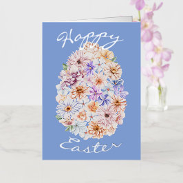 Lente Baby Blauwe Bloemen Gelukkig Pasen Folie Feestdagenkaart