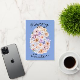 Lente Baby Blauwe Bloemen Gelukkig Pasen Folie Feestdagenkaart