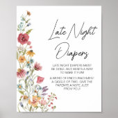 Lente Baby in Bloom Baby shower Late Night Luier Poster (Voorkant)