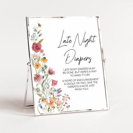 Lente Baby in Bloom Baby shower Late Night Luier Poster