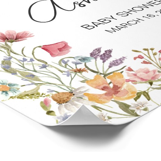 Lente Baby in Bloom Baby shower Welkom Poster (Hoek)