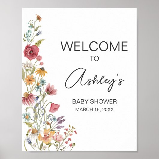 Lente Baby in Bloom Baby shower Welkom Poster (Voorkant)