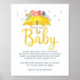 Lente Baby Shower Spel Poster – “Zeg Niet Baby”