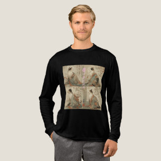 "Lente bij zonsopgang" Japanse kat in kimono kunst Tri-Blend Shirt