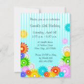 Lente Birthday Party Invitation Colorful Flowers Kaart (Voorkant)
